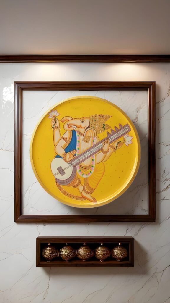 Ganpati Veena Wooden Plate