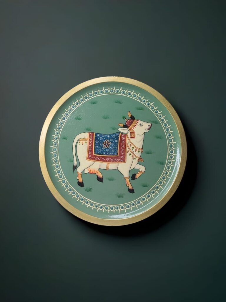Pichwai Cow Wooden Plate