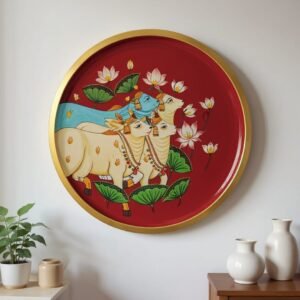 Pichwai Cow Wooden Plate