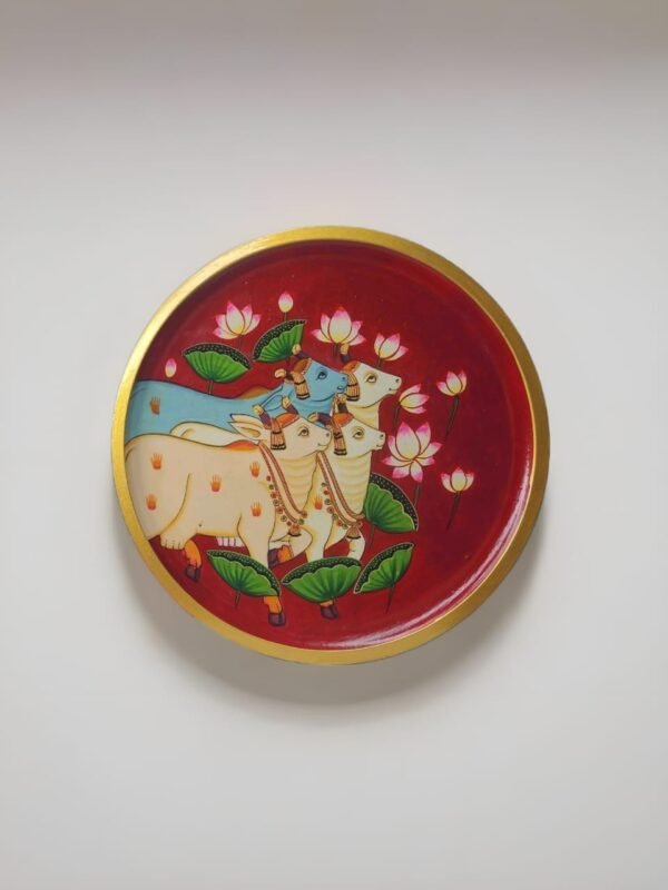 Pichwai Cow Wooden Plate