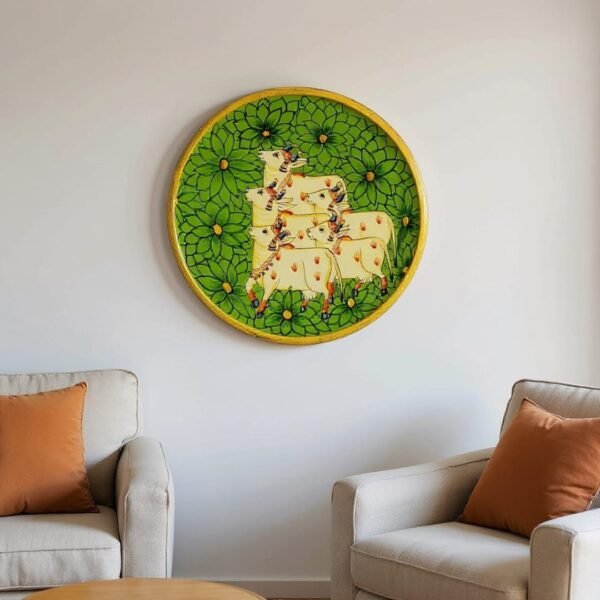 Pichwai Cow Wooden Plate