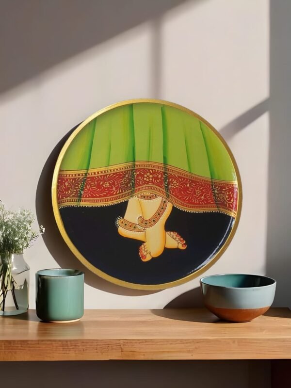 Radha Feet Wooden Plate