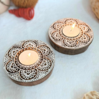 Wooden Block Candle Holders