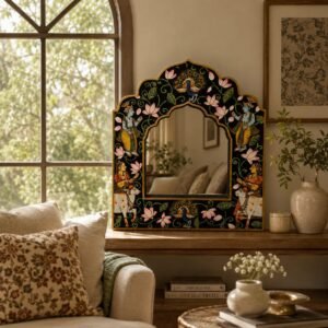 Pichwai Theme Mirror Frame - Krishna Gopi Cow