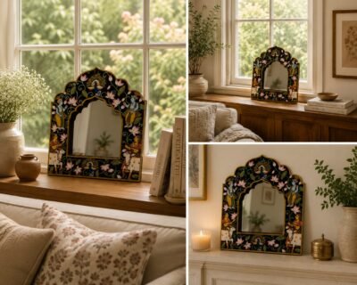 Pichwai Theme Mirror Frame - Krishna Gopi Cow